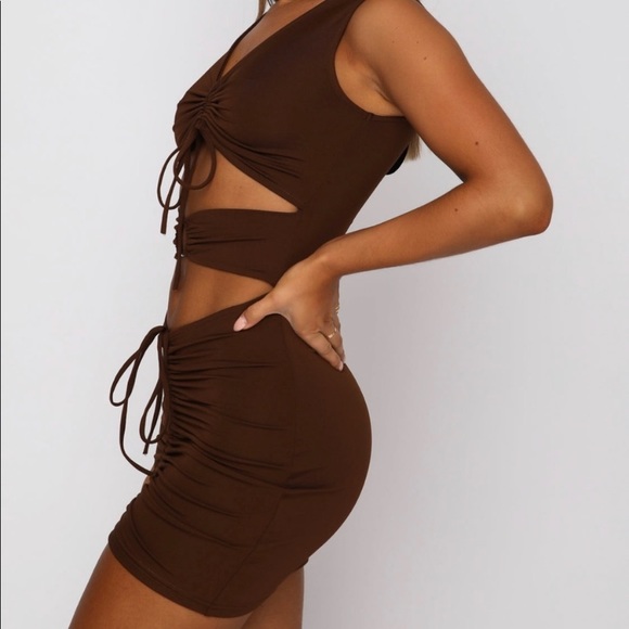 🤎🤎🤎White Fox City Limits Chocolate Mini Dress Small - Picture 2 of 5